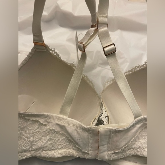 NWT Aerie Real Power Plunge Push Up Eyelash Lace Bra in Ivory Size 34DD - Picture 13 of 14